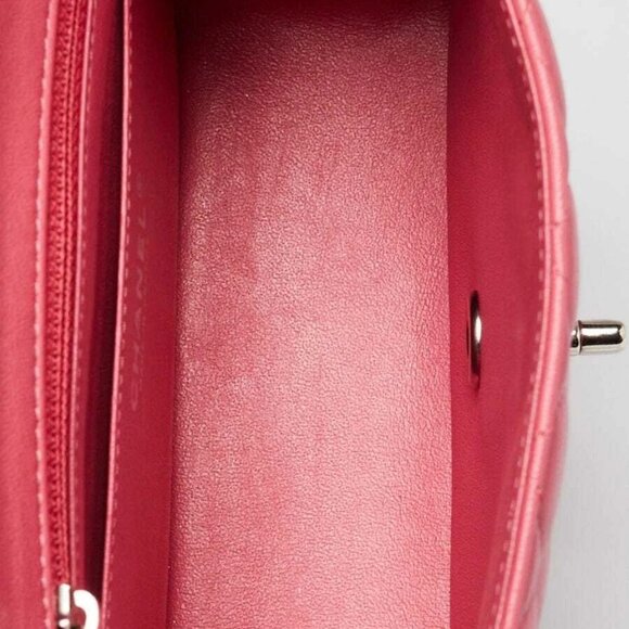 Chanel Pink Quilted Lambskin Leather Classic Square Mini Flap Bag - Picture 9 of 10
